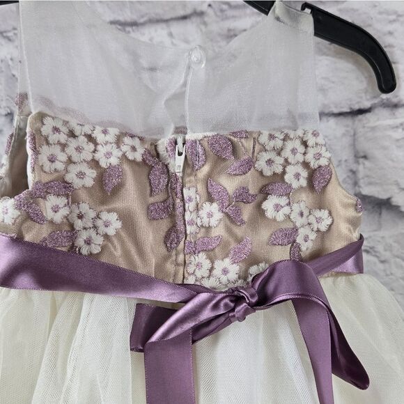 Rare Editions Baby Girl Formal Dress Purple Embroidered Frilly Mesh Tulle Ruffle - Picture 6 of 12